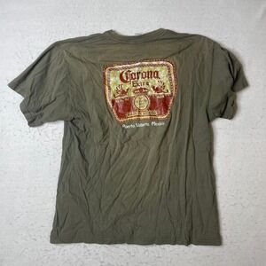 Corona Extra Puerto Vallarta Mexico T Shirt Mens Size Large Olive Green Beer Tee